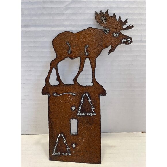Rustic Metal Moose Light Switch Cover - Picture 3 of 5